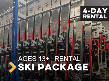Adult (13+) Alpine Ski Rental Package 4 Day